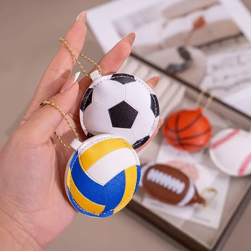 Modischer PU-Leder-Sport-Schlüsselanhänger mit Einzigartigem Baseball-, Basketball- und Fußball-Design, Taschenanhänger für Damen, Tägliches Deko-Accessoire – Detail 3