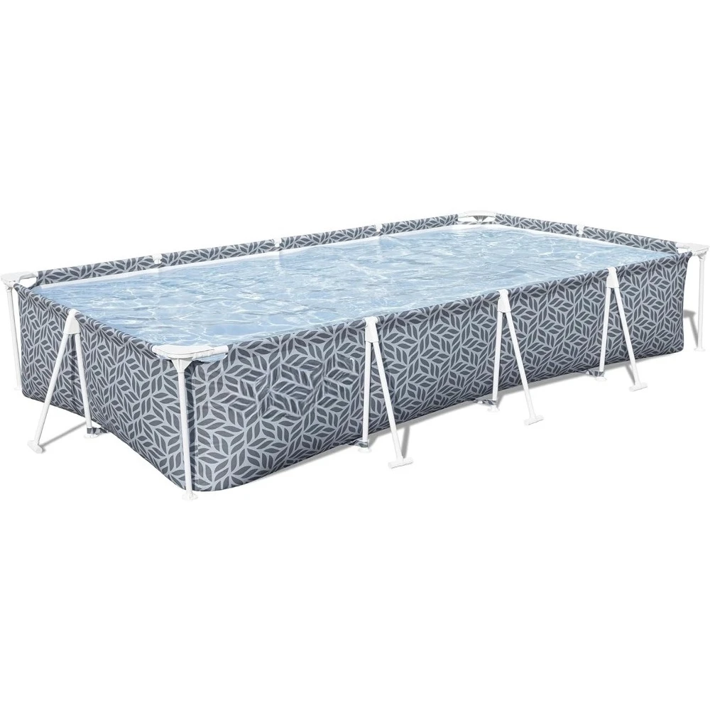 

13 Foot x 32 Inch Rectangular Above Ground Outdoor Pool Steel Framed Vinyl Swimming Pool with 1,506 Gallon Water Capacity, Blue