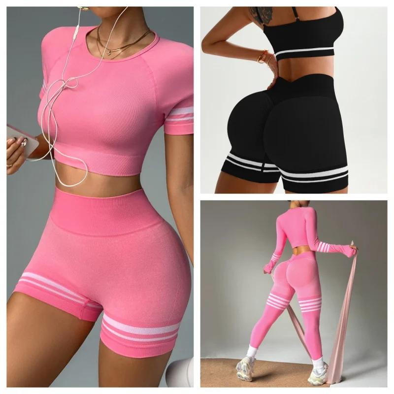 

LEOSOXS Seamless Yoga Sets Sports Fitness High Waist Hip-lifting Skinny Breathable Running Workout Clothing Gym Suits Women