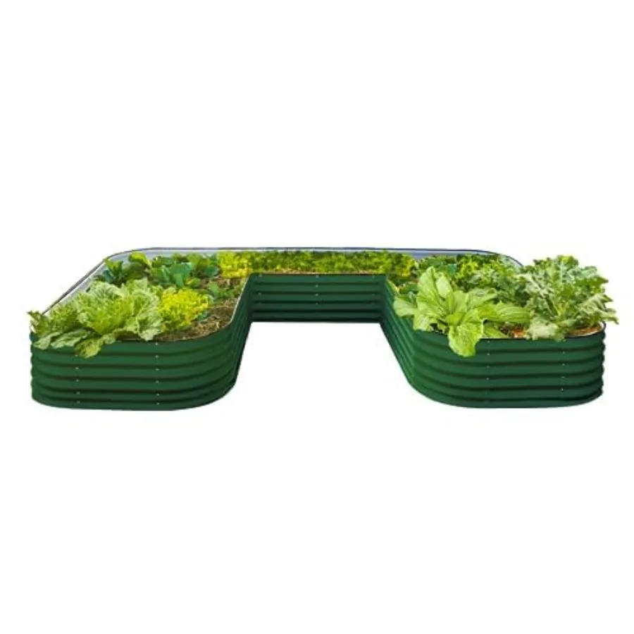 

Высокая U-образная металлическая грядка-клумба (17 дюймов) для овощей и цветов, коричневая, очень большая, прочная и долговечная.