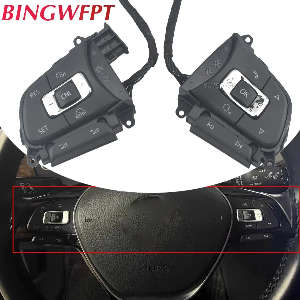 

Steering Wheel Switch For VW Jetta Tiguan Touran T-roc With Audio Volume Music Control Cruise Bluetooth Telephone Sound Switch