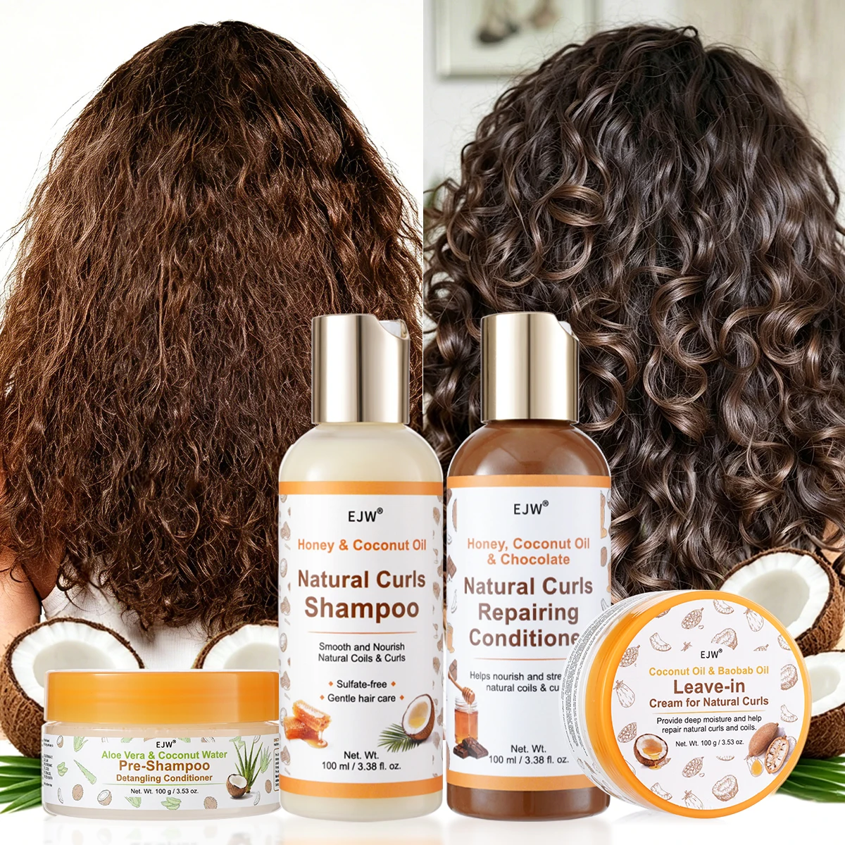 Pre-Shampoo Hair Detangler with Aloe & Coconut | Minimizes Breakage, Hydrates & Strengthens | Pre-Poo Treatment for Natural Curl