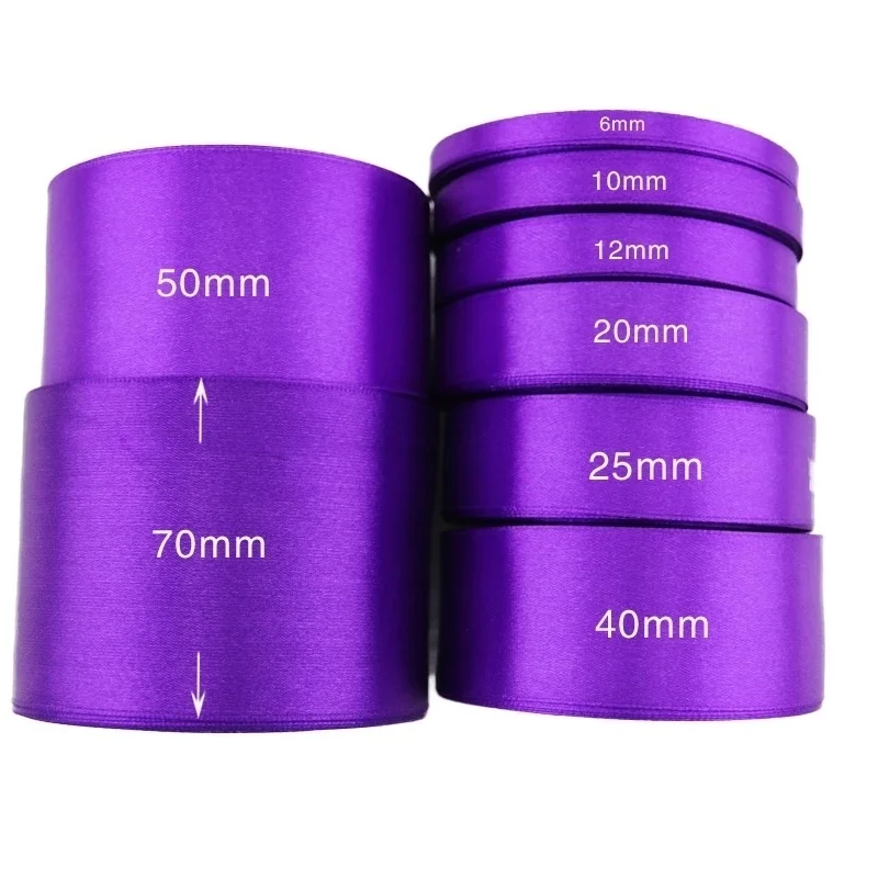 25 Yards/Roll Purple Single Face Satin Ribbon Wholesale Gift Wrapping Christmas Handmade DIY Ribbons