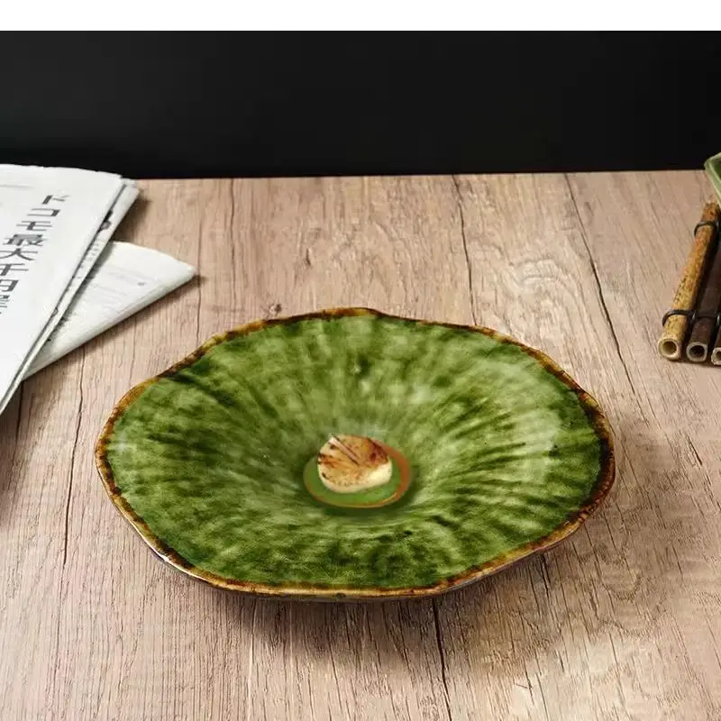 

Retro Irregular Ceramic Leaf Dinner Plate Dessert Fruit Salad Pasta Plates Molecular Food Specialty Tableware