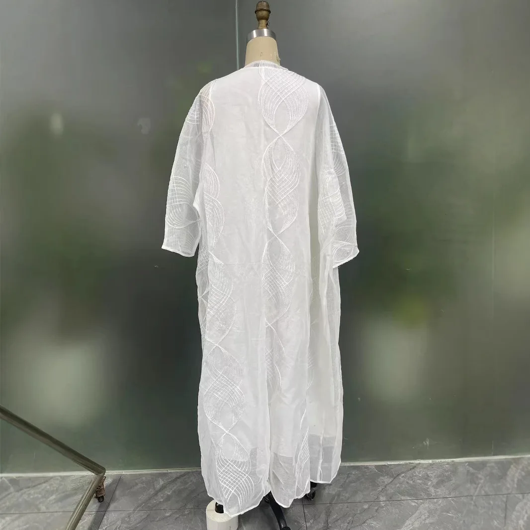 Ensembles musulmans pour femmes, Cardigan Kimono blanc, robe longue, Ramadan, dubaï, Abaya, Kaftan Kebaya, vêtements islamiques, Jalabiya