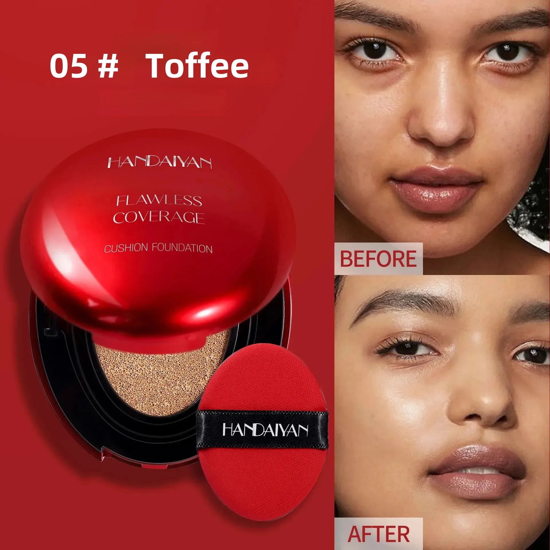 Fond de teint coussin rouge, maquillage longue durée, puissance dissimulée, imperméable, hydratant, fond de teint liquide à haute couverture