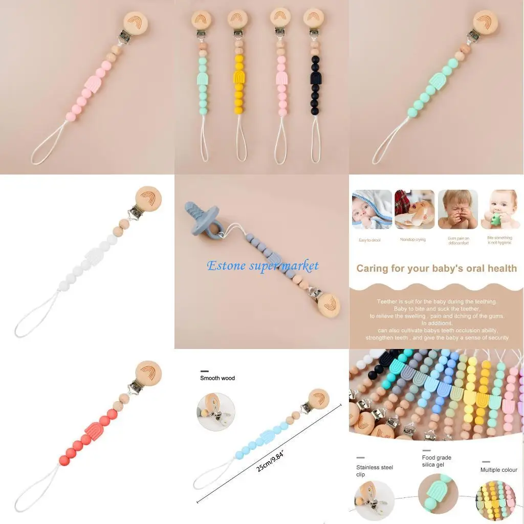 

090B Silicone Beads Pacifier Clip Baby Newborn Teething Toy Birthdays Christmas Gift