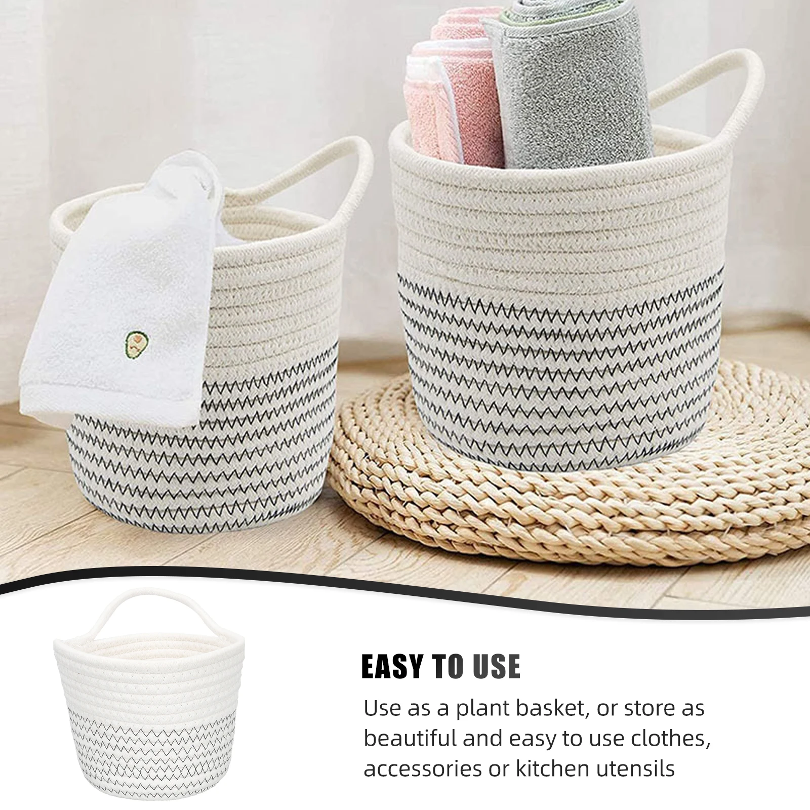 

Cotton Rope Woven Hanging Basket Flower Holder Wall Storage Basket Sundries Organizer Decorative Plants Holder Organizer