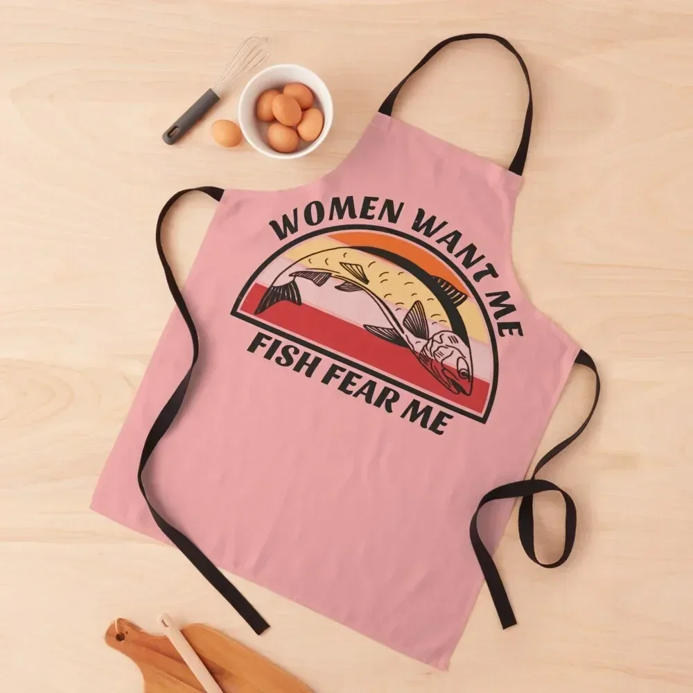 Women want me, fish fear me Apron Restaurant Cooking Clothes Kitchen Things And For Home Men's Kitchen Apron