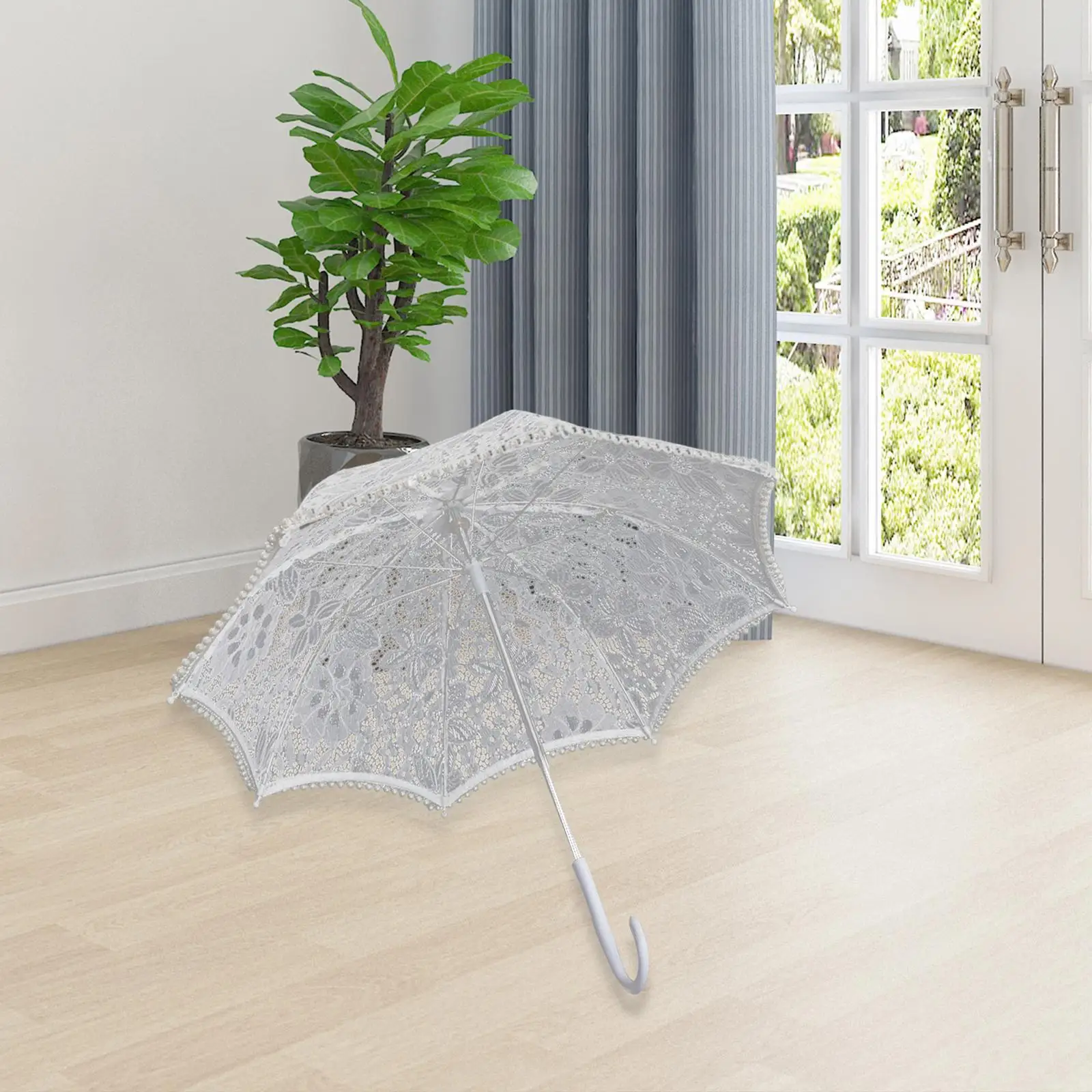 Parasol White Rainproof Romantic Elegant Hollow Lace Umbrella for Birthday