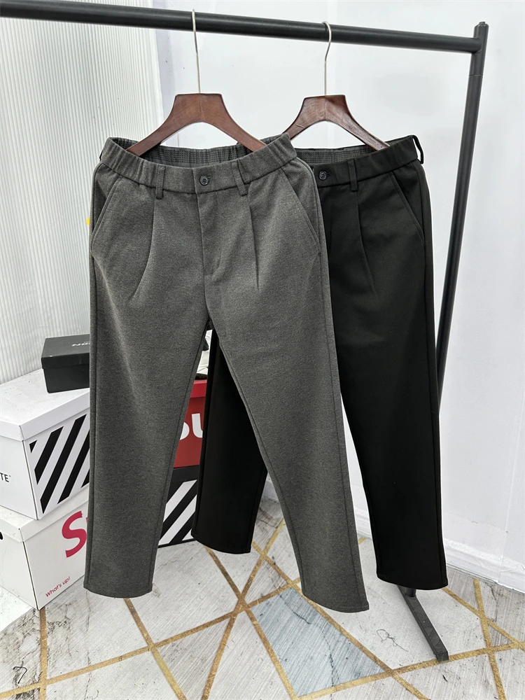 

Double-Sided Brued Thi Straight Leg Casual Pants Men's Faionable All-Match Autumn Winter Busin Commuting Trousers