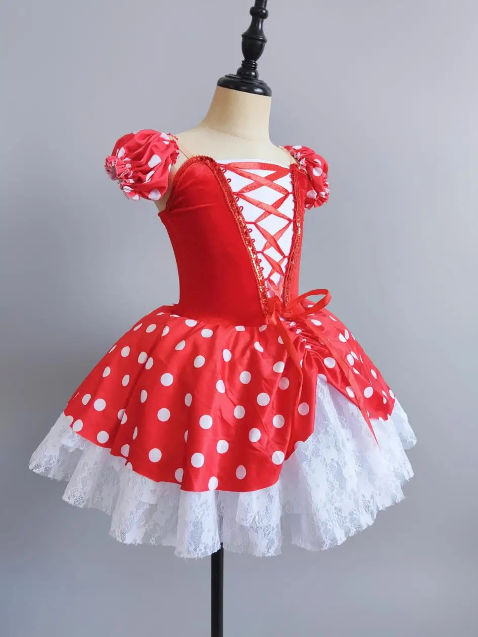 Romantico vestito da Ballerina vestiti da ballo Tutu di balletto rosso professionale Swan Lake Modern Dance Chorus Ballerina Party Dress Kids