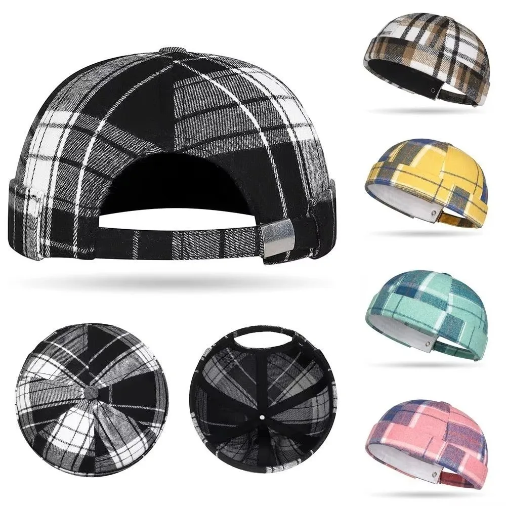 جديد كبير متقلب البطيخ الجلد تانغ قبعة تنفس قابل للتعديل جولة أعلى قبعة صغيرة منقوشة المالك قبعة دوكر قبعة Brimless قبعة #2