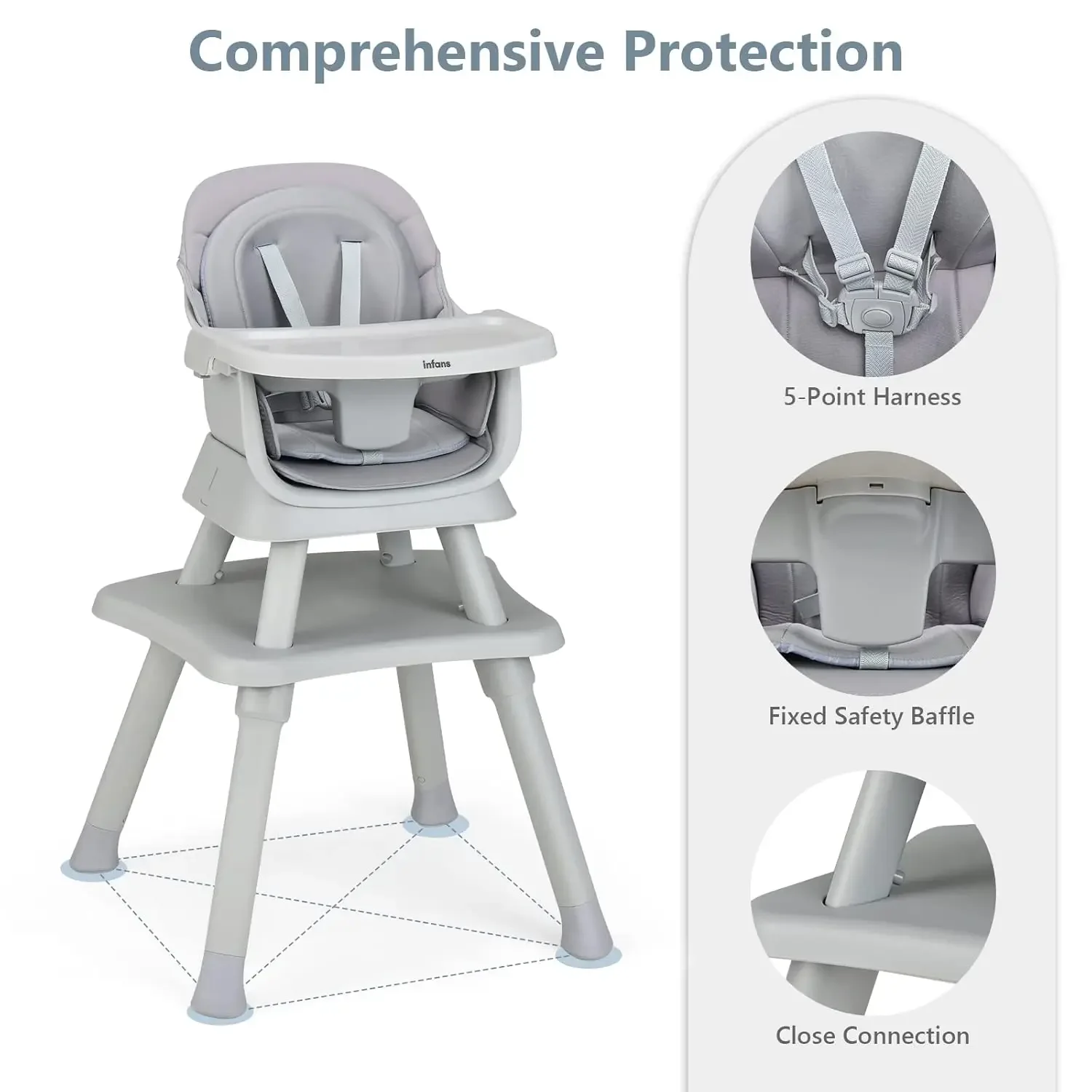 8 in 1 Baby High Chair, Convertible Highchair for Babies and Toddlers, Infant Dining Booster Seat, Building Block Table,