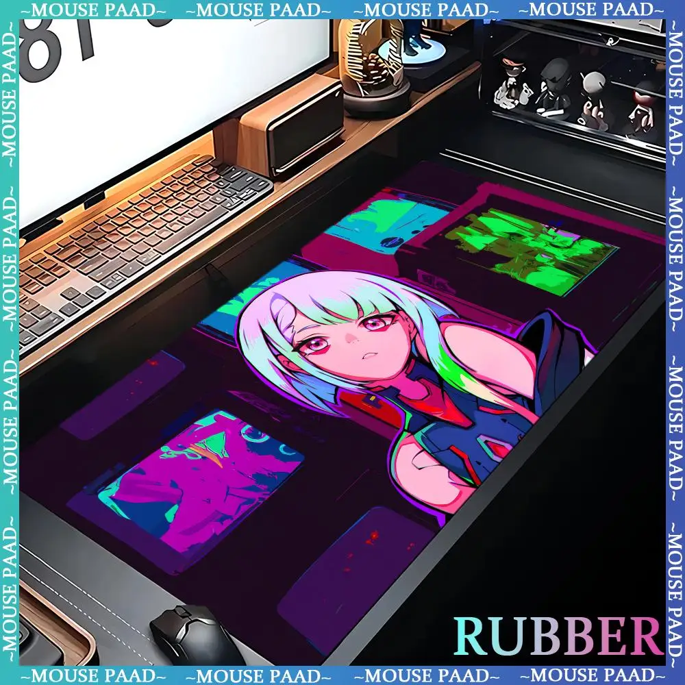 C_cyberpunk E_edgerunners Mousepad HD Printing Computer Gamers Locking Edge Non-slip Desk Mat XXL90x40cm PC  Keyboard Pad