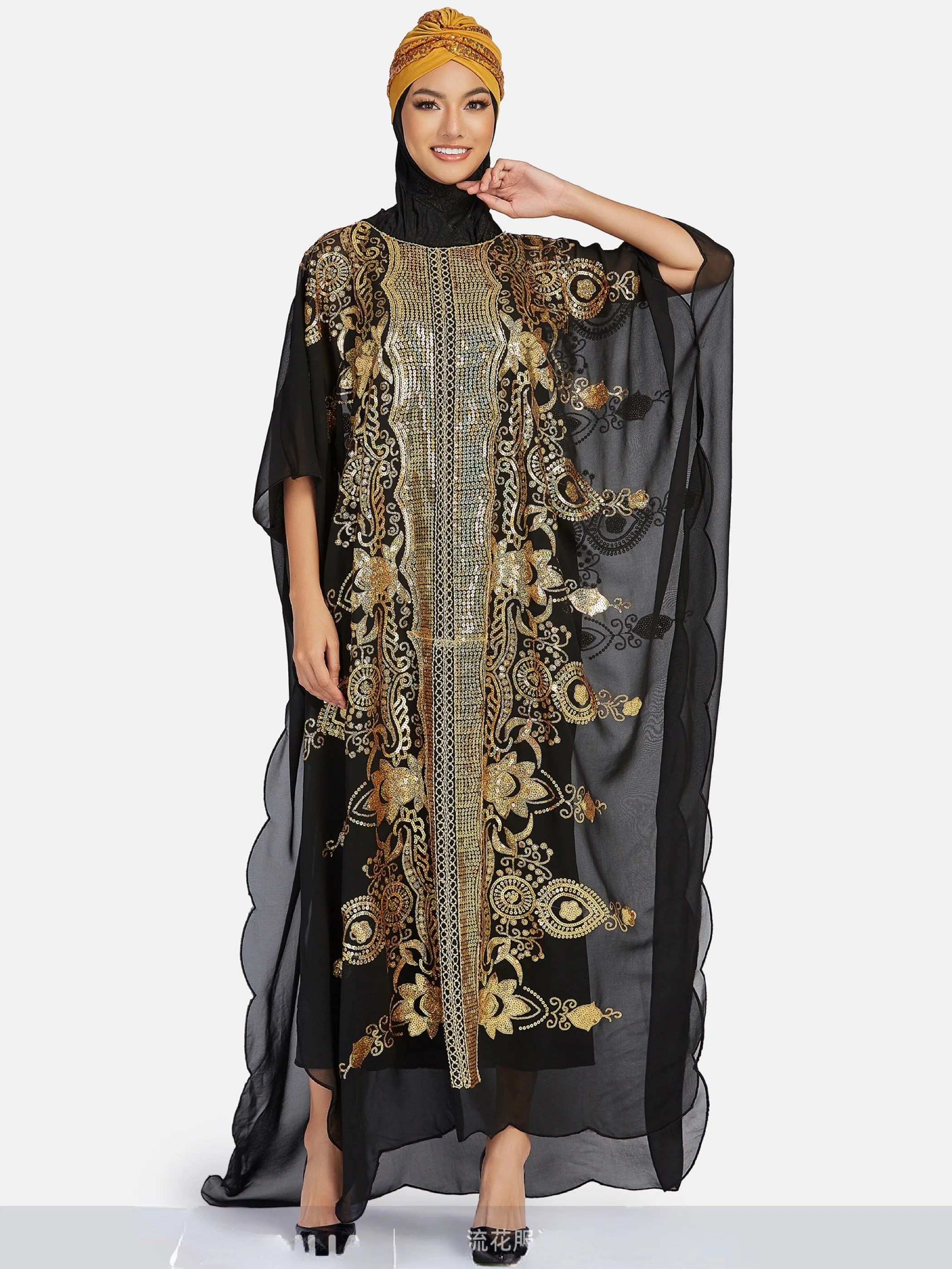 

Abayas For Women Dubai Luxury Chiffon Sequined Spring Muslim Fashion Dress Caftan Marocain Wedding Party Occasions Djellaba