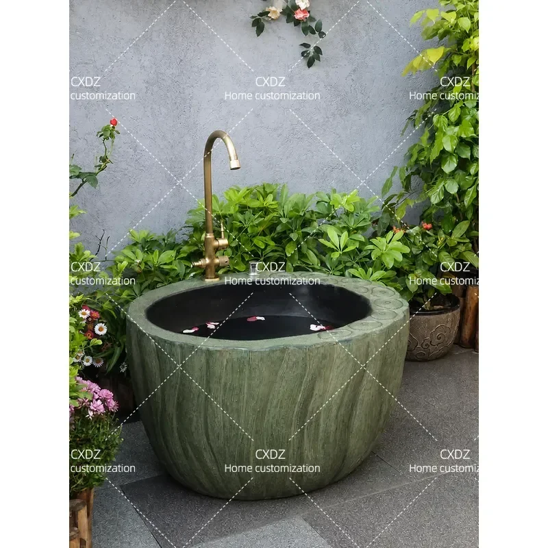 Chinese Style Outdoor Integrated Mop Pool Sink for Balcony and Yard Washing Station Durable Floor Cleaning Basin with Drain