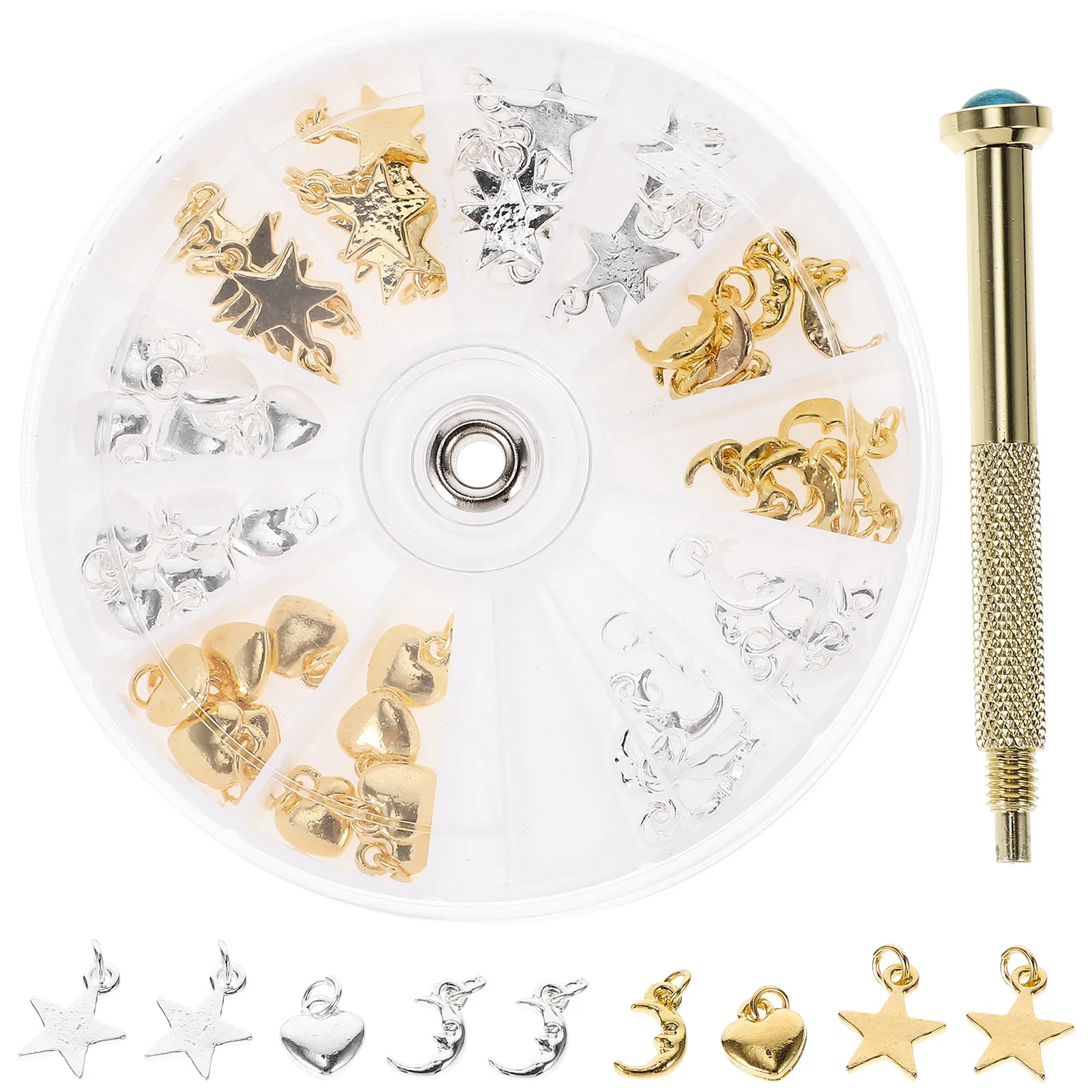 1 set 1 Set Nail Dangle Charms With Drill Tool Compact Manicure Piercing Pendant Kit For Nail Art Diy Decor Accessories