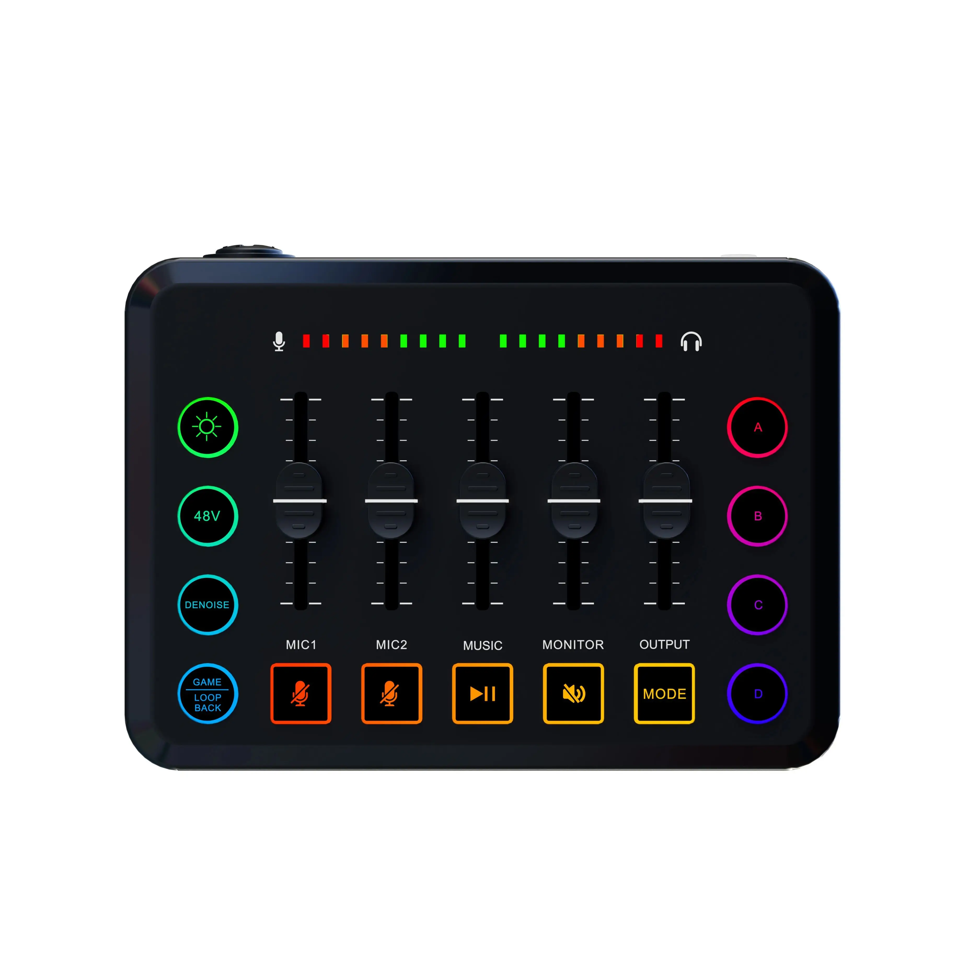 

F9 Gaming Audio Mixer,Streaming 4-Channel RGB Mixer with XLR Microphone Interface,for Game Voice,Podcast Recording sound card