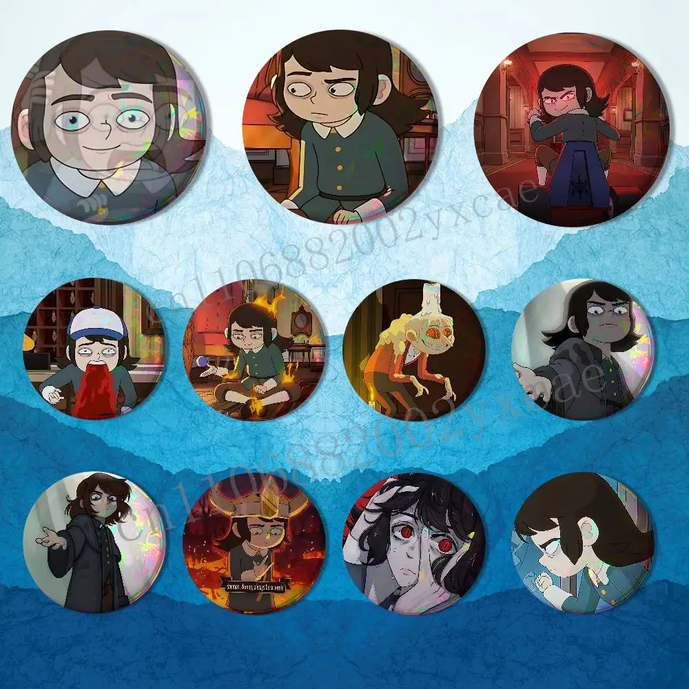 

Cool Abaddon H-Haunted Hotel Laser reflective round badges pins bag clothing decorations collectibles gifts for friends