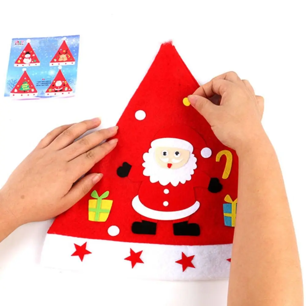 Gorro creativo de dibujos animados Kriss Kringle, múltiples patrones, gorro educativo Montessori para niños, manualidades, regalo de fiesta de Navidad para niños pequeños