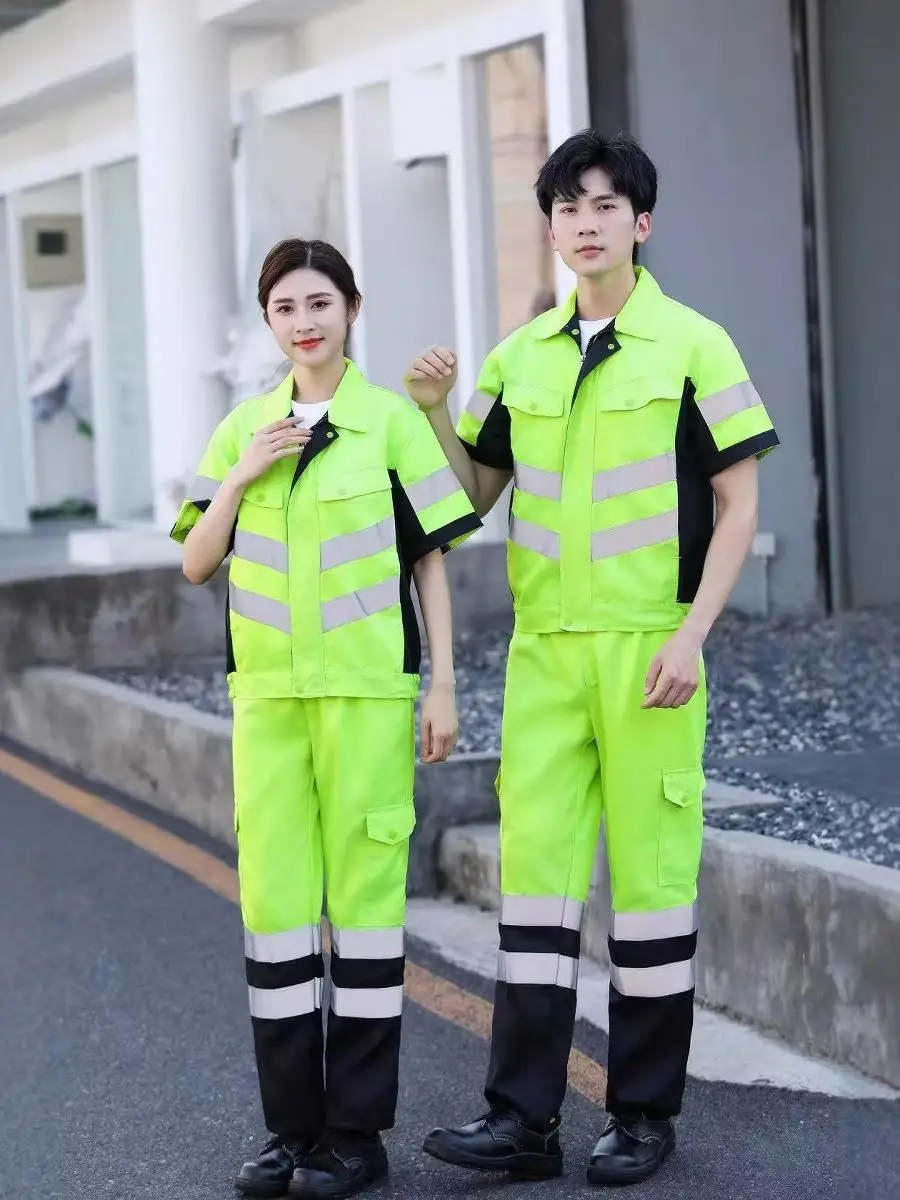 vetements-de-travail-et-de-sauvetage-fluorescents-et-reflechissants-pour-l'ete-taille-m