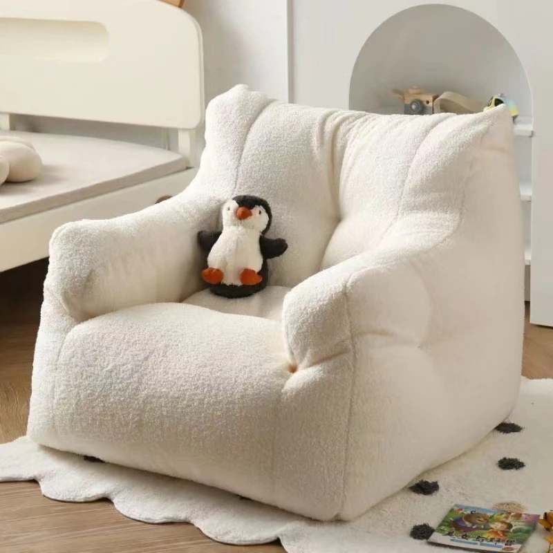 Mini Bean Bag Sofa Soft Lamb Velvet Casual Seat Adults Children Faux Cashmere Beanbag Armchair Floor Couch Lazy Chair Furniture