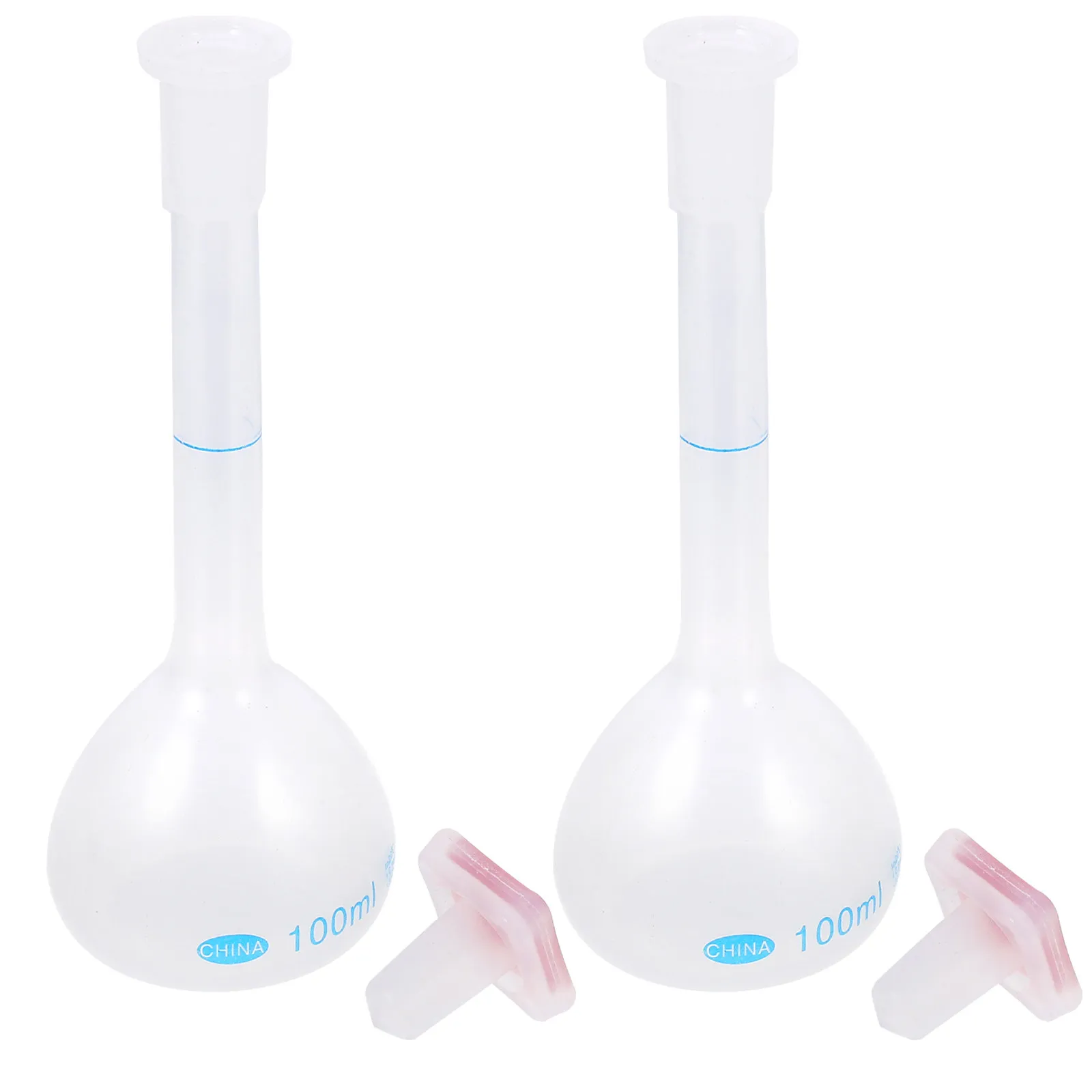 2Pcs 100Ml Volumetric Flask High Temperature Resistant Waterproof Leak Proof Lightweight Lab Supply Plastic Capacity