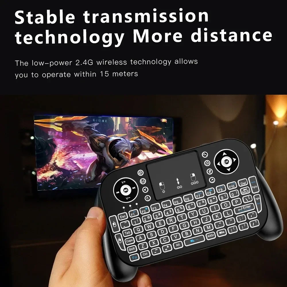 Мини-беспроводная клавиатура V8, 7-цветная подсветка, 2,4G, Bluetooth, воздушная мышь, пульт дистанционного управления, тачпад для Android TV Box