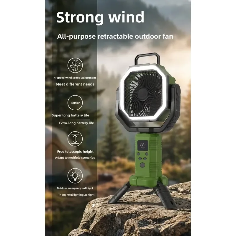 Powerful 20000Mah Rechargeable Industrial Camping Fan LED Light 90 Degree Oscillation Timer Remote Control