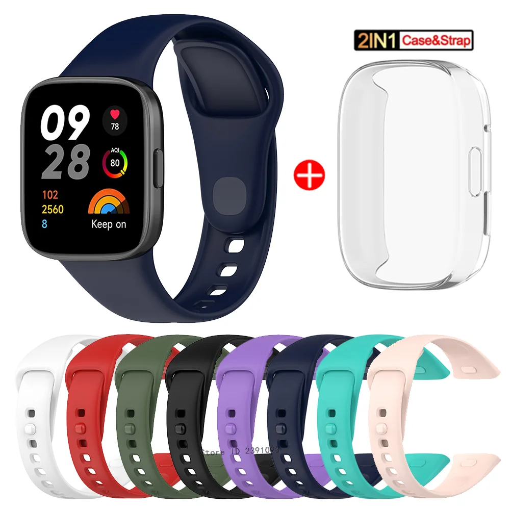 NEUES Armband + Hülle für Redmi Watch 3, weiches Silikon, Ersatzarmband für Xiaomi Redmi Watch 3, Armband Correa-Armband