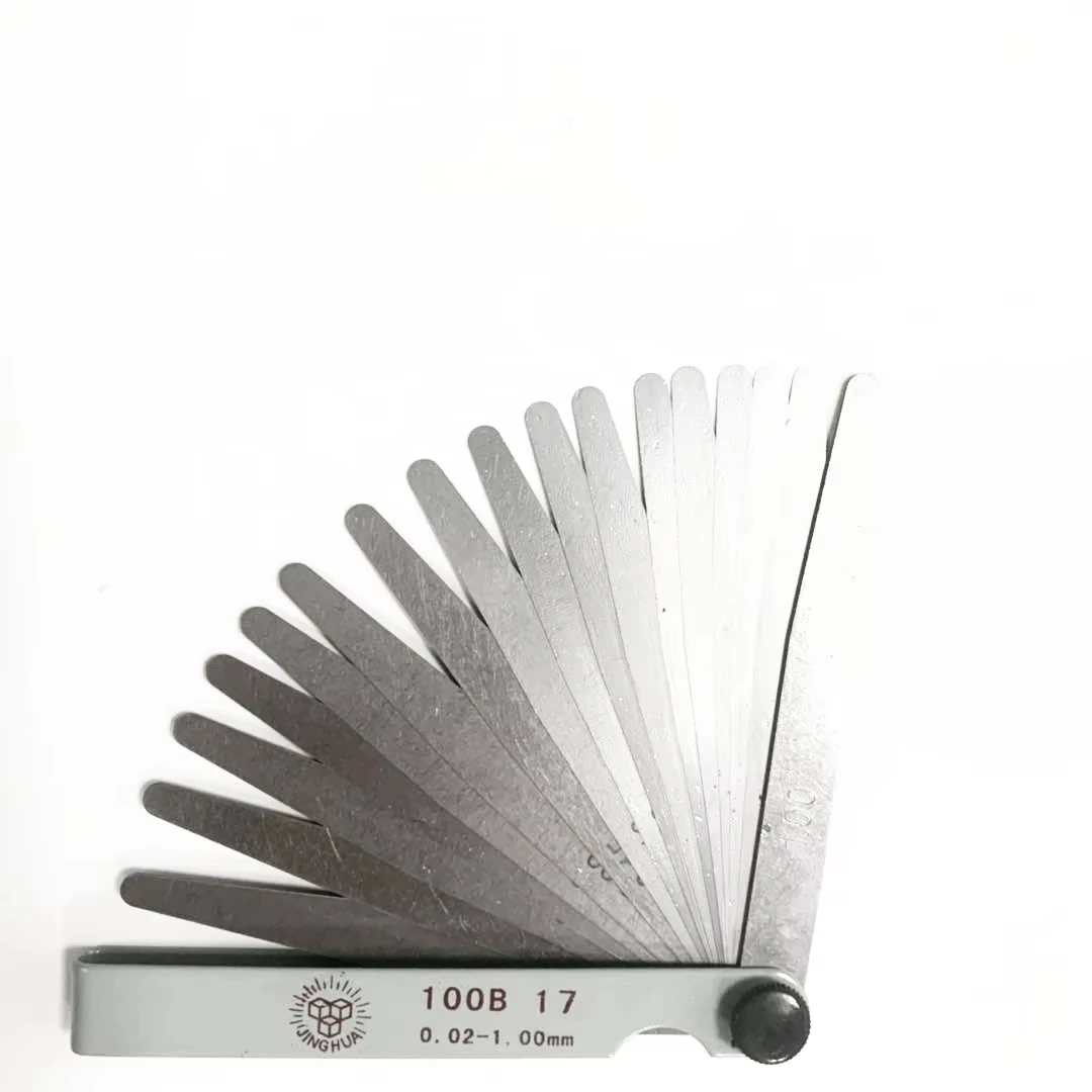 Fühlerlehre, 17 Klingen, Fühlerlehre, metrischer Spaltfüller, 0,02–1,00 mm, Messwerkzeug für die Motorventileinstellung, Reifenreparatur