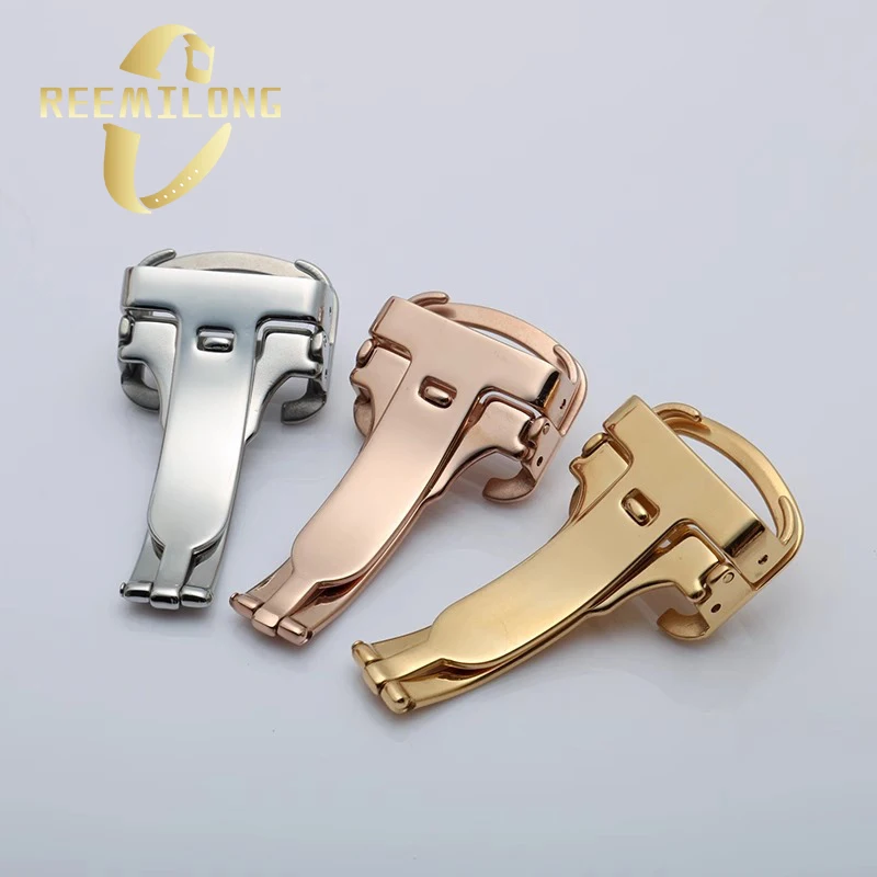 Stainless steel watch buckle For Cartier BALLON BIEU Tank Calibre silver black rose gold folding buckle spring bar screw type