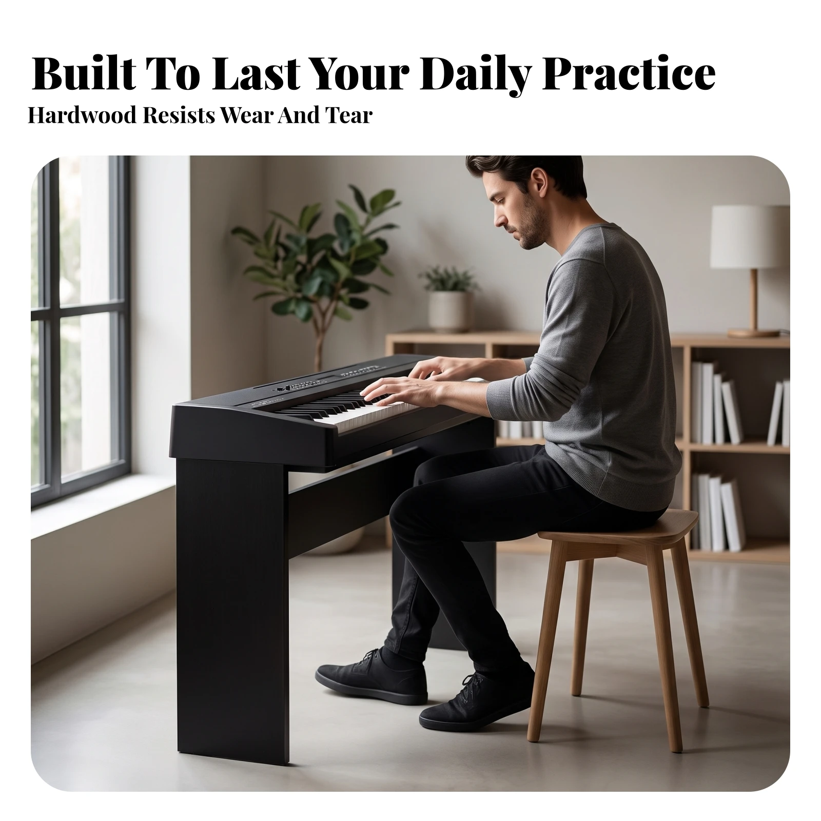 Wooden Keyboard Stand Easy Assembly Keyboard Stand with Side Panels Non-Slip Ergonomic for Keyboardists, Home Studio, Music Room