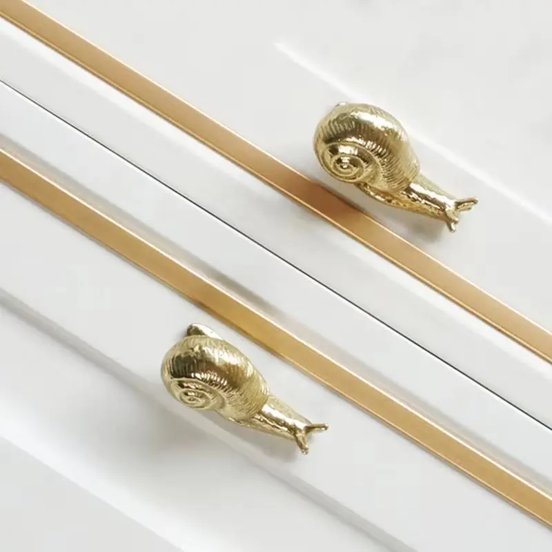 

4 шт., твердые латунные ручки в форме улитки, ручки для мебели, ручки для ящиков, шкаф, кухонный комод, ручки для ТВ-шкафа, украшения