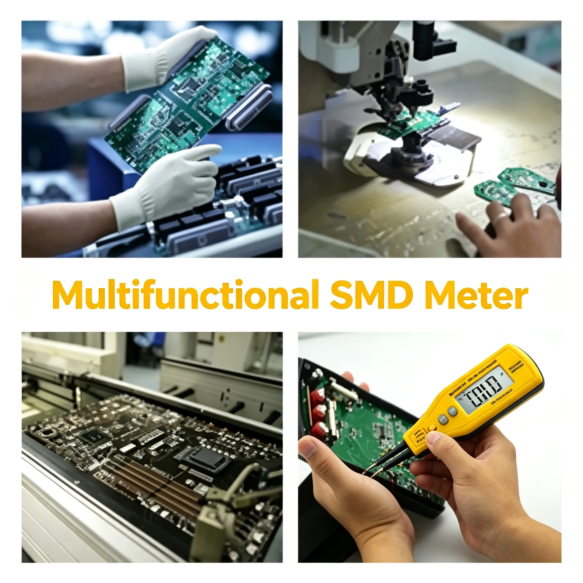 990A SMD Tweezer Meter 6000 Counts Auto-Ranging, Gold-Plated Probe Tester for Resistance Capacitance Diode & PCB Work & Fix