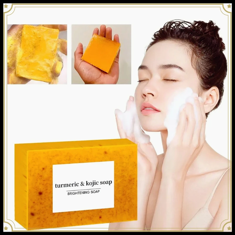 1/2/3Pcs  Turmeric Hand Made Soap, Lemon Kojic Acid Soap, Shower and Facial Soap Body Care image 2