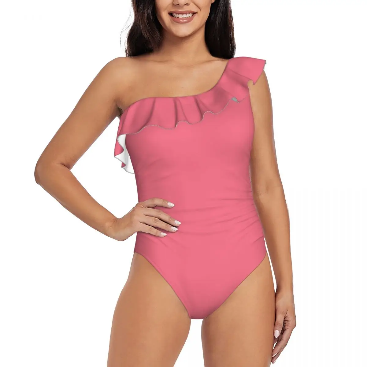 

One Piece Swimsuits for Women, One Shoulder Ruffle Bathing Suit, Girls Asymmetric Swimwear Gifts for Summer Holiday585673041