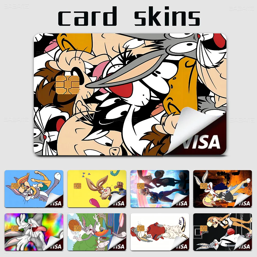 Stiker kulit kartu kredit kelinci kartun untuk kartu VISA Bank stiker tahan air antigores hadiah wanita