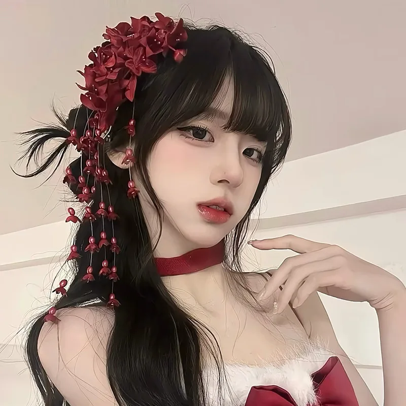 Handmade Fringed Head Flower with Red Lily of the Valley for the Perfect Wedding Look