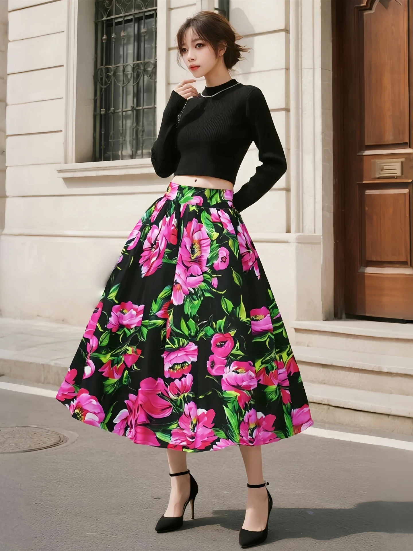 

Cloth High Waist Midi Skirt Luxury Sensation Full Skirt Vintage Sle Polyester Fabric No Stretch Ci Commute Casual Date