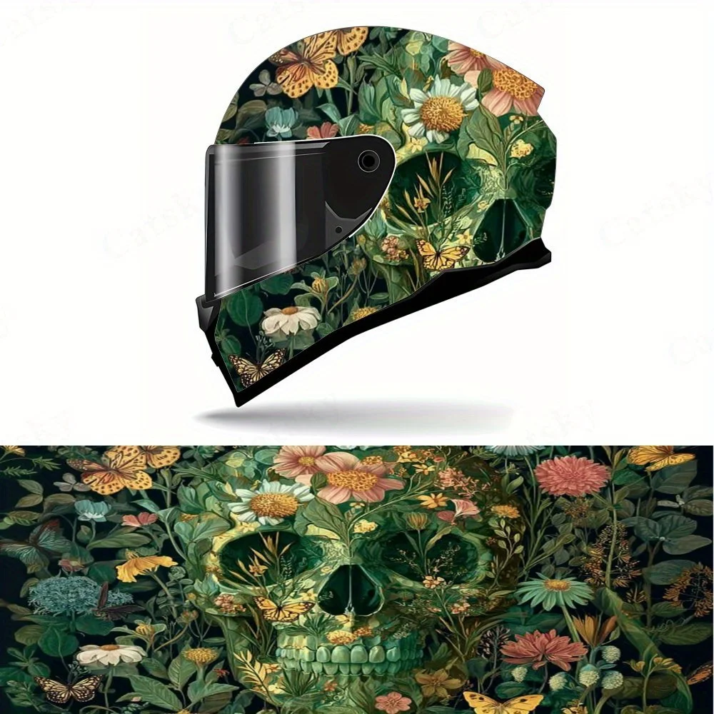 

Green skeleton PVC material self-adhesive waterproof motorcycle helmet sticker, paste firmly and do not fall, waterproof and wea