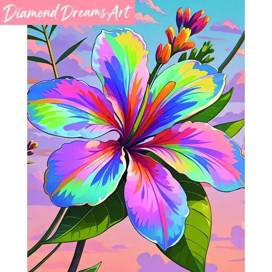 Frameless, Colorful Lily 5d Diamond Painting Home Wall Art Decor Diy Idea Flower Full Round Diamond Art Painting Art Supplies Di