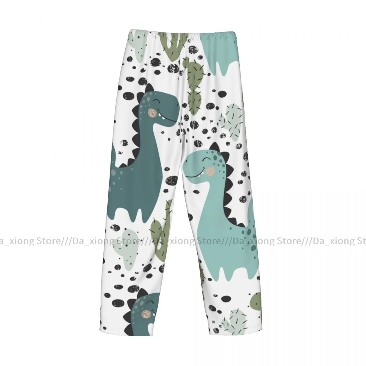 Heren Casual Pyjama Slaapbroek Dino Met Cactus Lounge Losse Broek Comfortabele Nachtkleding