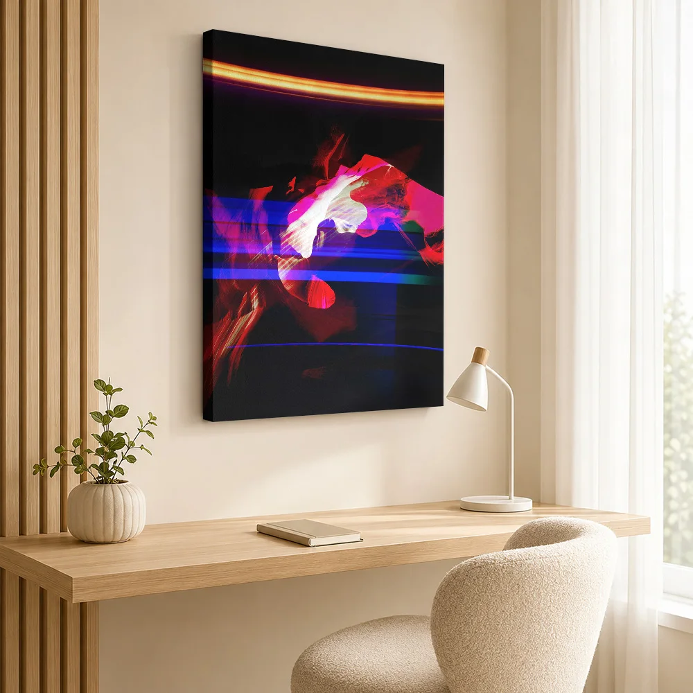 Red And Blue Light Trails Canvas Print Personalized Photo Abstract Wall Art For Modern Apartment Lounge, Interior Stylist Gift