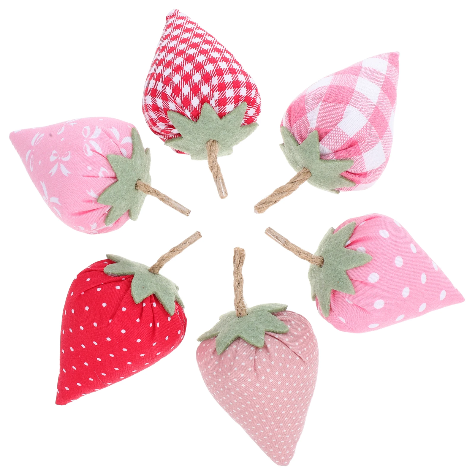 

6 Pcs Realistic Fabric Strawberries Home Decor Artificial Fruits Lightweight Photo Props Table Centerpieces