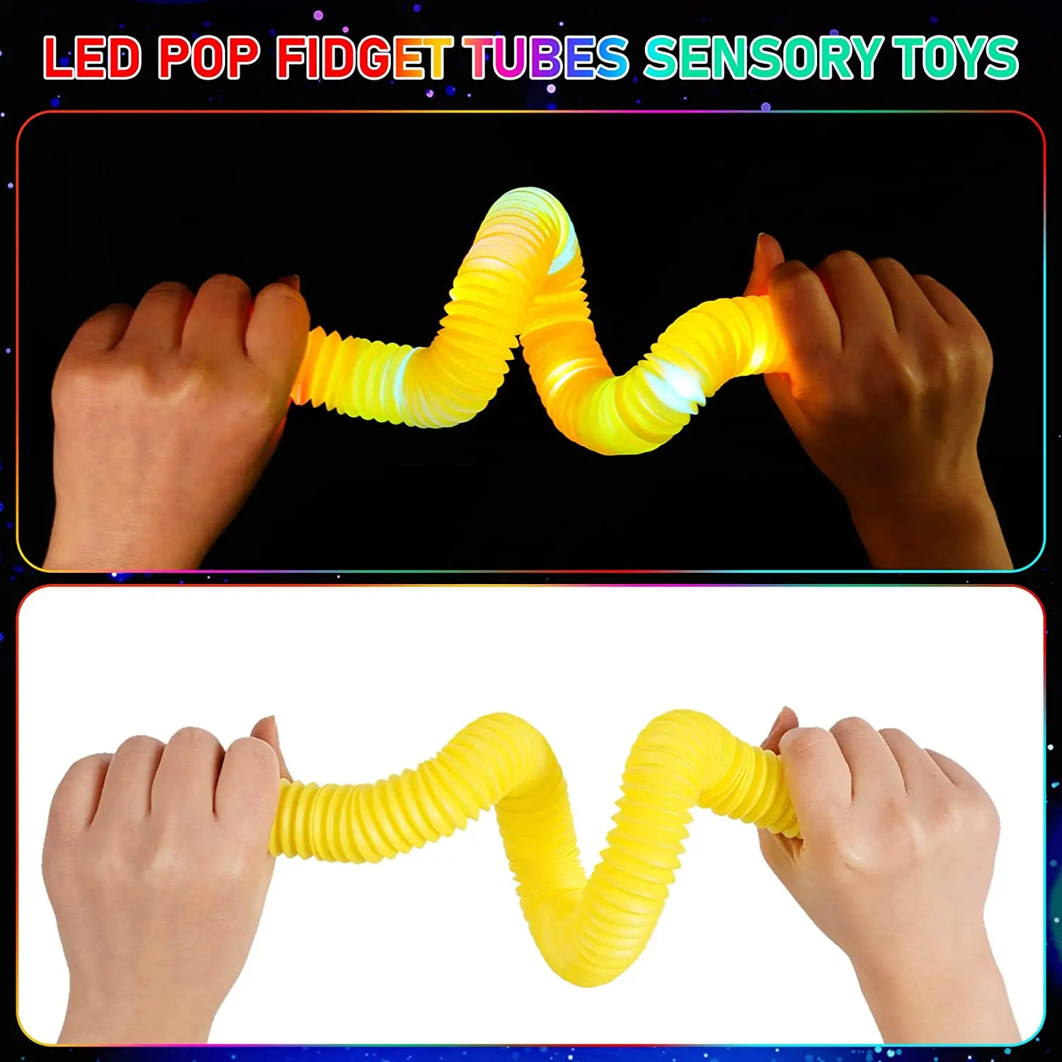 6pcs Pack Tubes Party Favors for Kids Sensory Toys Toddlers LED Light Up Fidget Glow Sticks Glow in The Dark Party Supplies