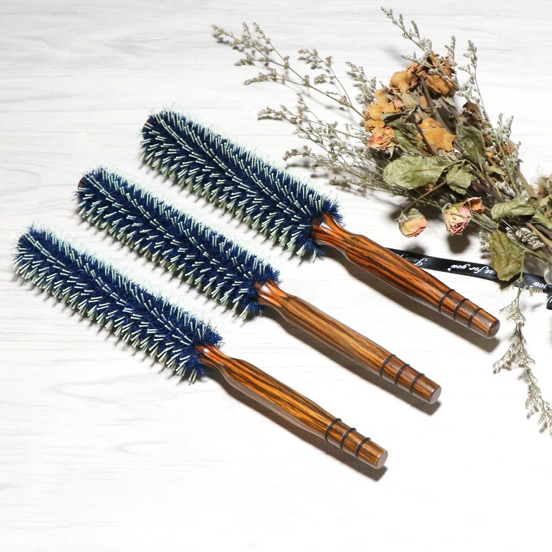 Twill Hair Comb Natural Boar Bristle Rolling Brush Round Barrel Blowing Curling DIY Hairdressing Styling Tool