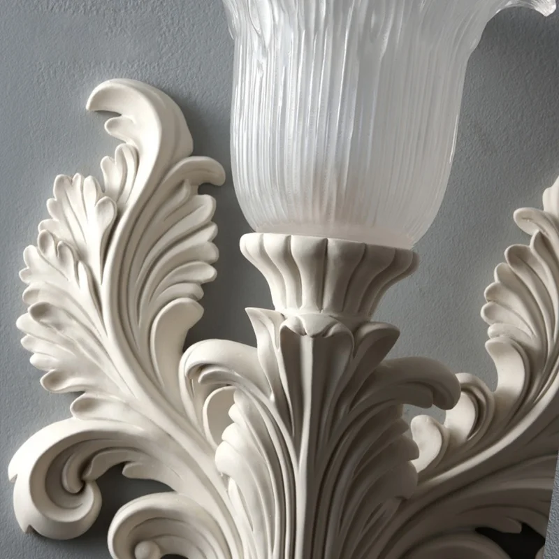 مصباح جداري على شكل زهرة منحوتة من الجبس الفرنسي لغرفة المعيشة وأريكة خلفية ومصباح جداري لممر الفندق #6