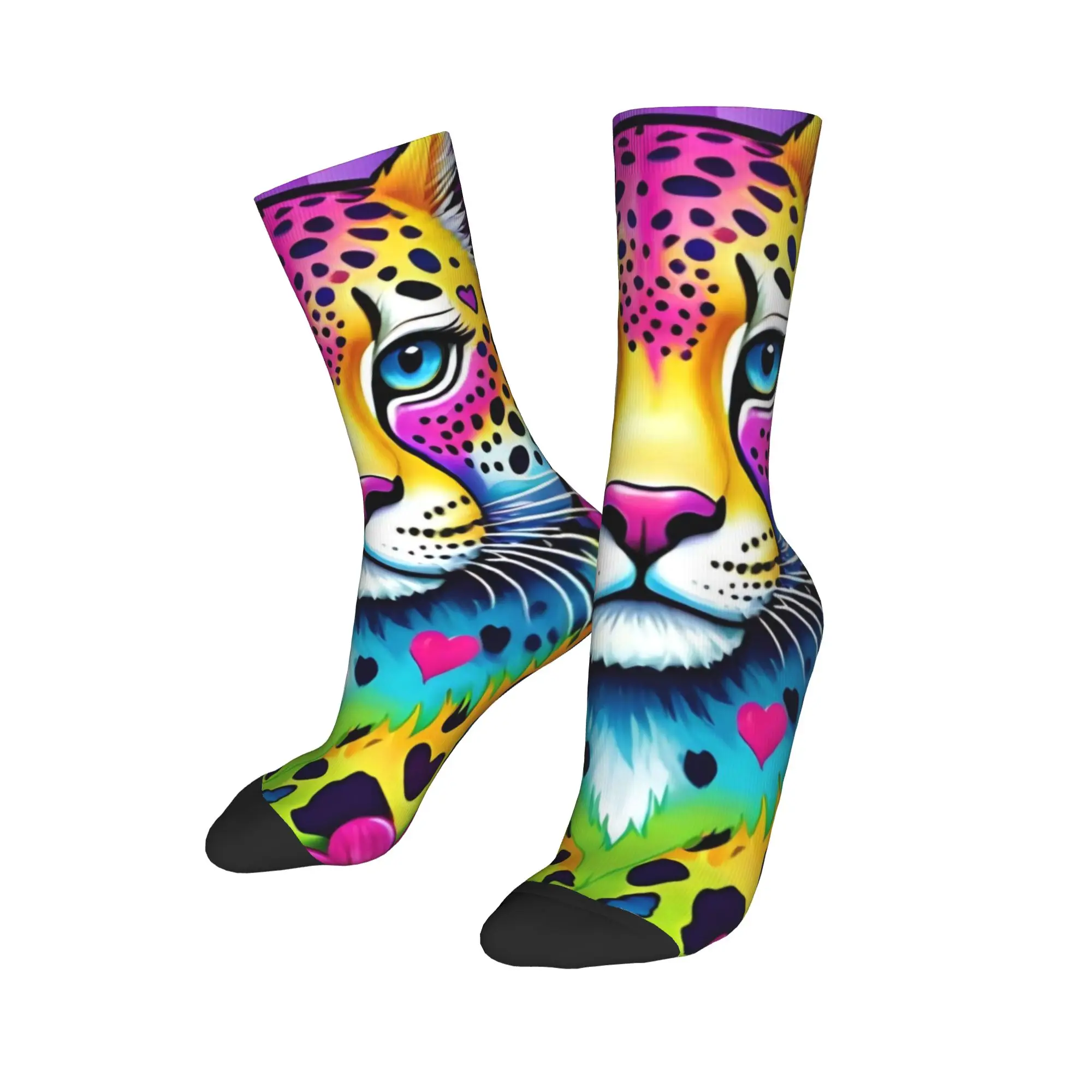 Colorful Leopard Art Socks  Gothic Stockings Autumn Anti-Slip Adults Men Socks Breathable Graphic Running Socks